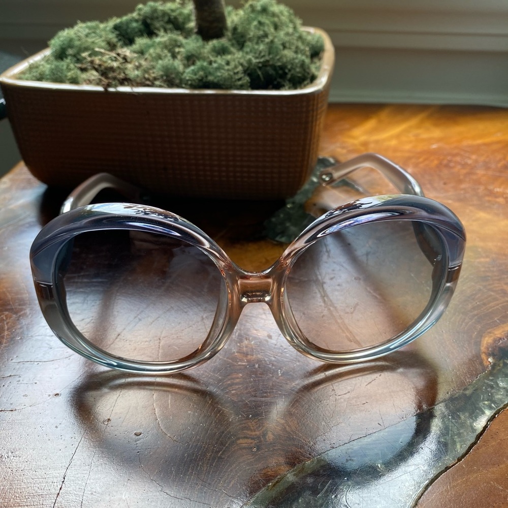 Oversized Gradient Round Women's Sunglasses - Blue Gray
